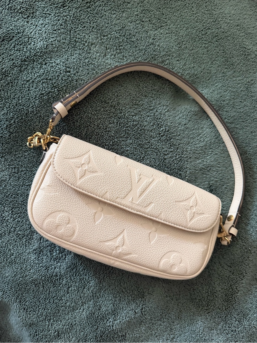 Louis Vuitton IVY Cream Monogram Embossed Leather Crossbody Bag